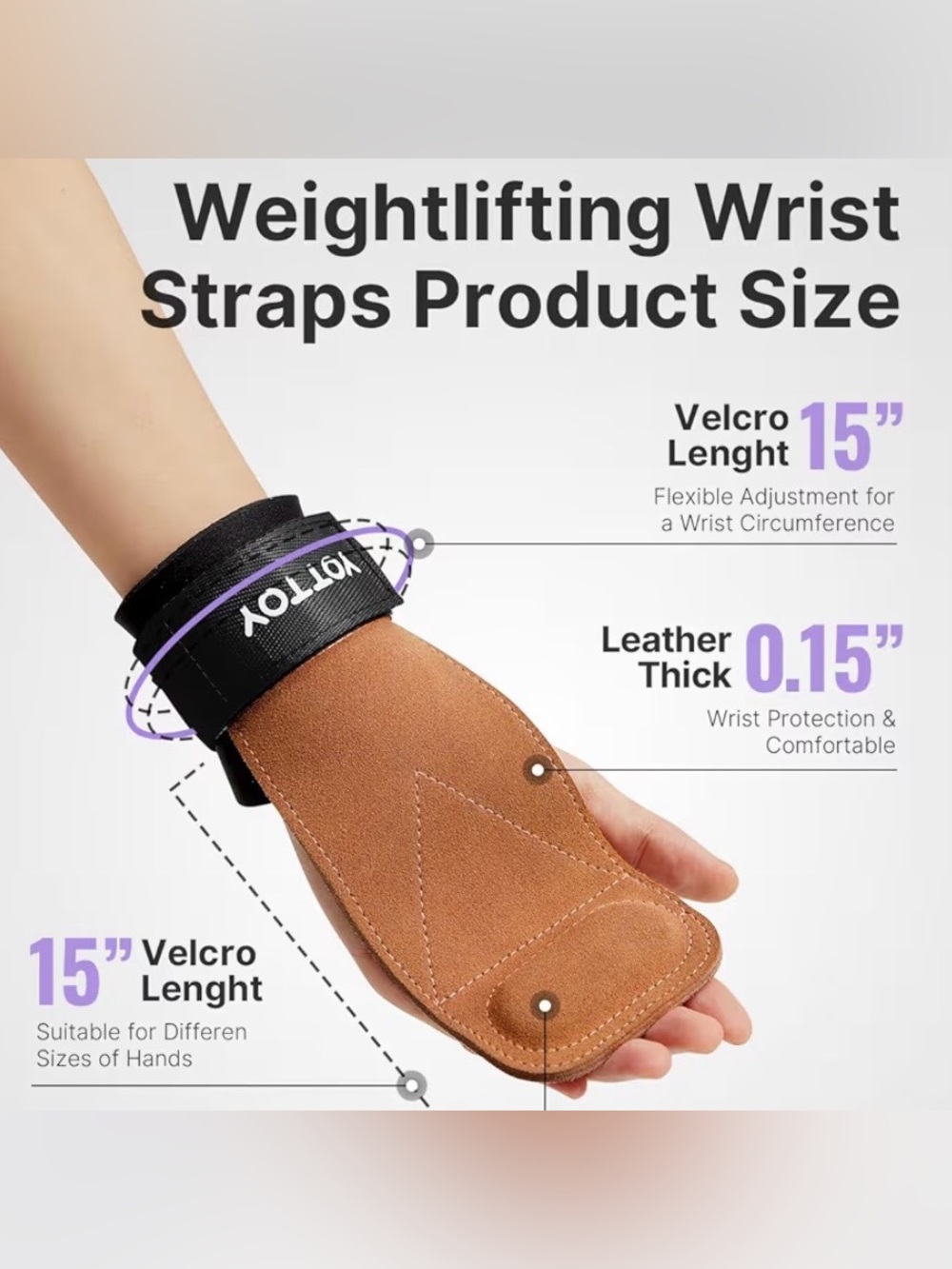 Leather Heavy Weightlifting Padding Wrist Straps - Picture 2 of 5